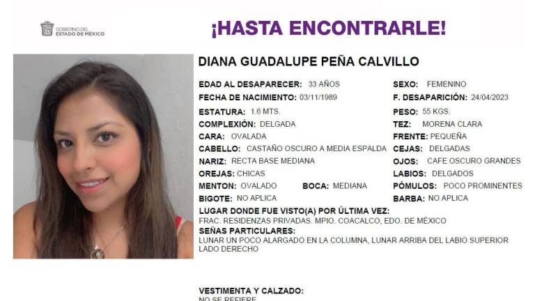 Diana Guadalupe desapareció mientras se trasladaba de Coacalco a Coyoacán para una reunión de trabajo.