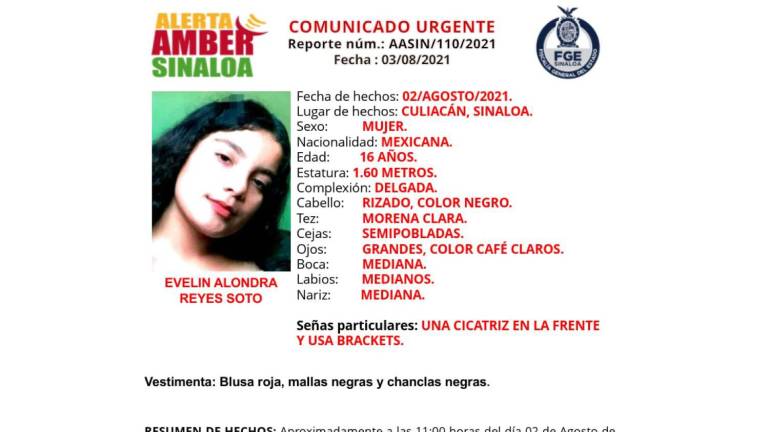 Emiten Alerta Ámber ante la desaparición de una menor en Culiacán