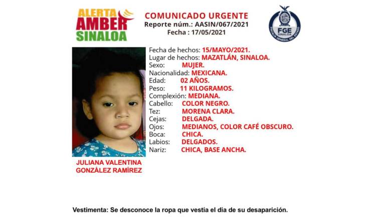 Buscan a Érika y Juliana, madre e hija de 2 años, en Mazatlán