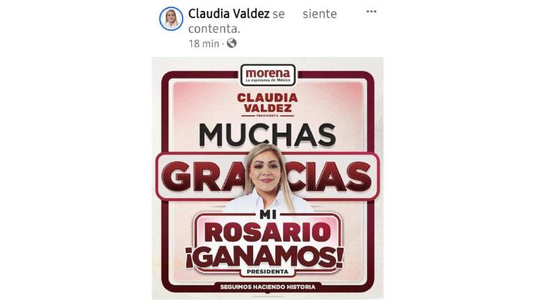 Claudia Valdez celebra el triunfo en las elecciones por la Alcladía de Rosario.