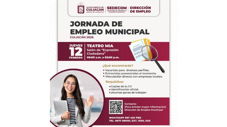Convocatoria del Gobierno de Culiacán para la Jornada de Empleo Municipal.
