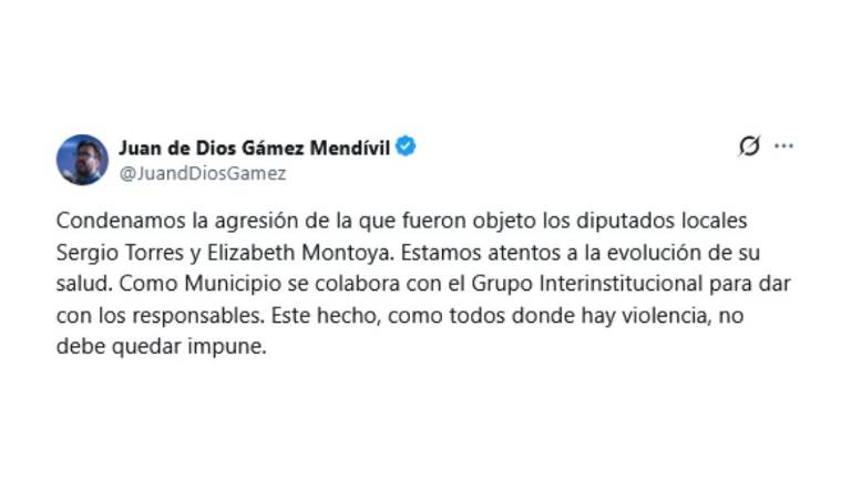 Mensaje del Alcalde de Culiacán Juan de Dios Gámez Mendívil tras ataque a diputados locales de Movimiento Ciudadano.