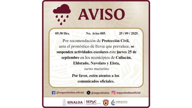 Aviso de las autoridades sobre la suspensión de clases en educación básica.