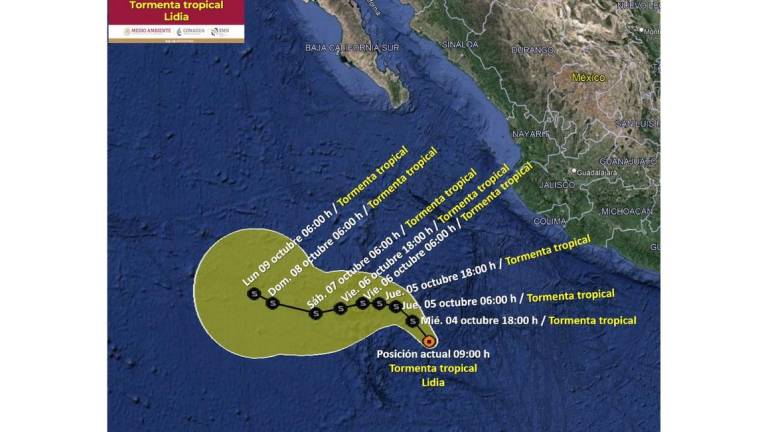 Se intensifican vientos de la tormenta Lidia en el Océano Pacífico