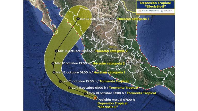 Trayectoria del huracán que están en formación y que se acercará a Sinaloa.