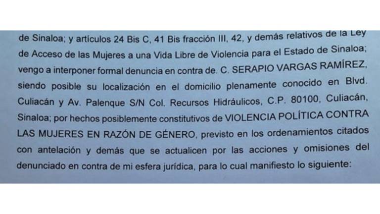 Parte de la denuncia que interponen contra el Diputado local Serapio Vargas.