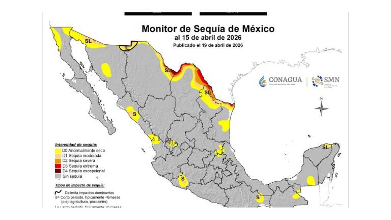 Regiones de México donde empiezan a presentarse los primeros síntomas de la sequía.