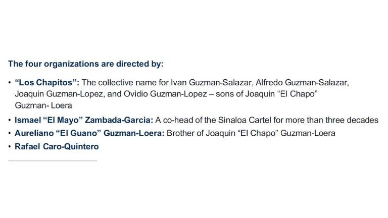 Diagnóstico de la DEA sobre las facciones que operan en el Cártel de Sinaloa.