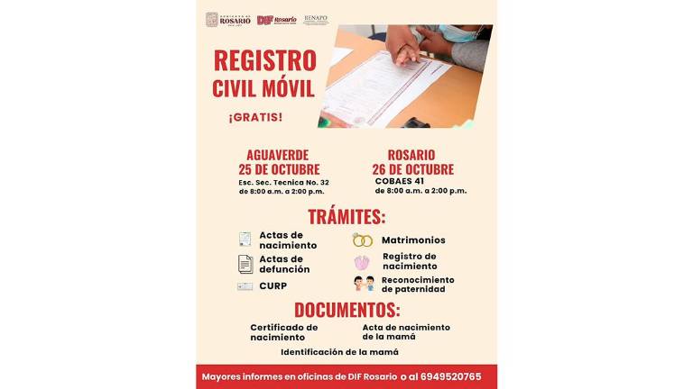 Pondrán en marcha jornadas de registro gratuito en Agua Verde y Rosario