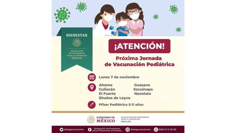 Nueva jornada de vacunación en escuelas de Sinaloa.