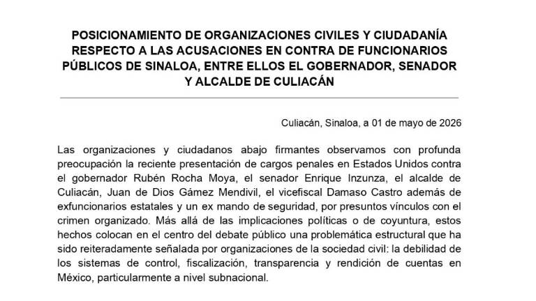 Parte del posicionamiento de las organizaciones que firman la petición.