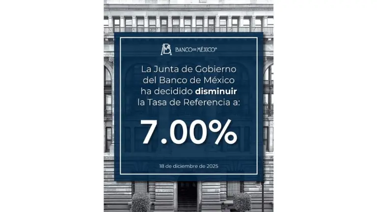 Anuncio de la Junta de Gobierno del Banco de México de la reducción de la tasa de interés a 7 por ciento.