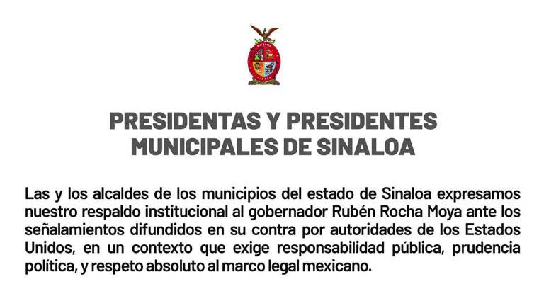 Mensaje de las Presidentas y Presidentes Municipales de Sinaloa.