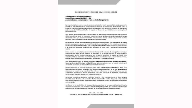 Personal docente denuncia el retiro del apoyo que daba el transporte para sus traslados.