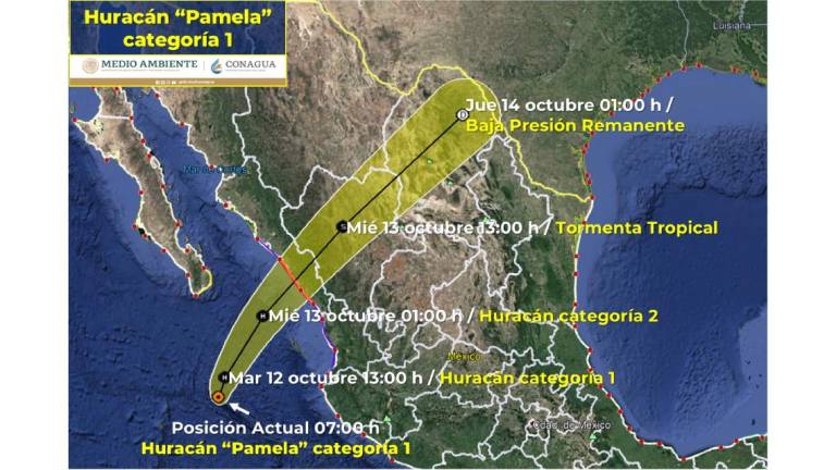 Pamela se intensifica a huracán categoría 1 y mantiene su ruta hacia Sinaloa