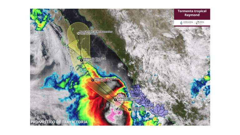 Trayectoria prevista de la tormenta tropical Raymond.