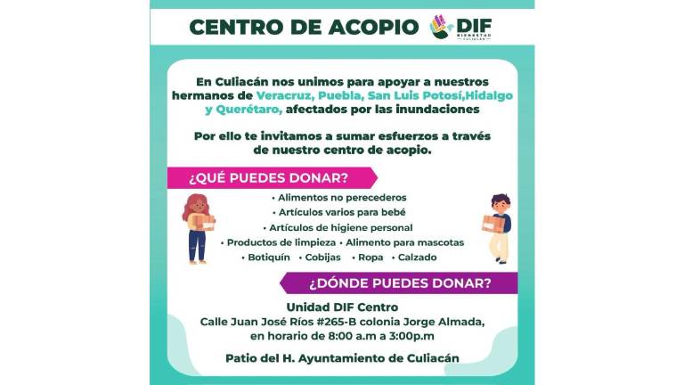 Colecta del DIF Culiacán para recibir víveres para damnificados en diferentes estados del País.