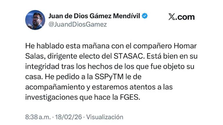 Mensaje del Alcalde de Culiacán Juan de Dios Gámez Mendívil sobre el atentado contra casa de líder sindical.