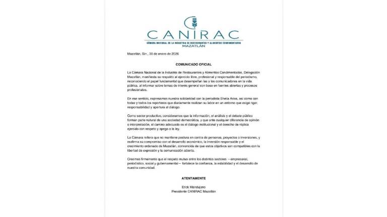Posicionamiento Canirac Mazatlán ante las amenazas contra la periodista Sheila Arias.
