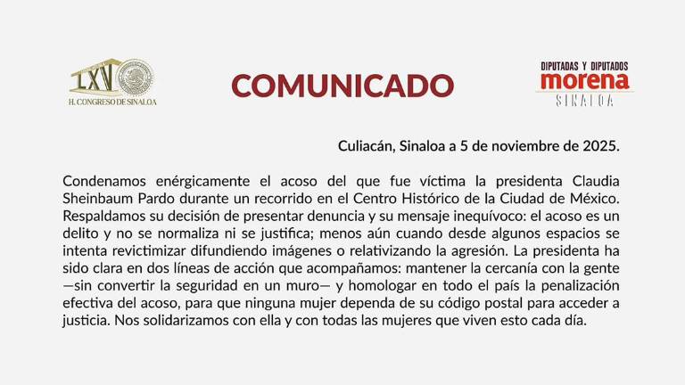 Posicionamiento del Grupo Parlamentario de Morena ante el acoso a la Presidenta Claudia Sheinbaum Pardo.