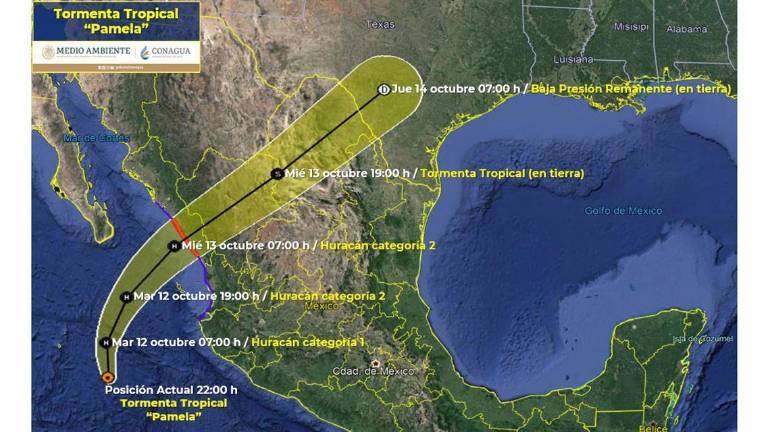 Trayectoria actualizada de la tormenta tropical Pamela.
