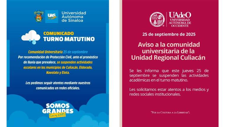 Aviso de suspensión de clases en universidades.