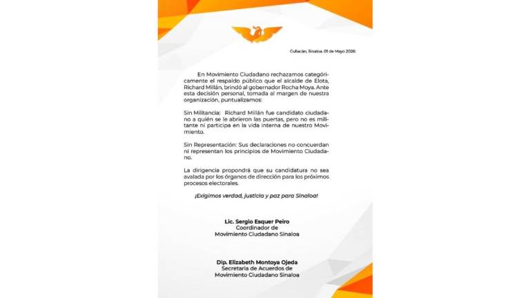 Posicionamiento de Movimiento Ciudadano respecto al respaldo del Alcalde de Elota al Gobernador de Sinaloa.