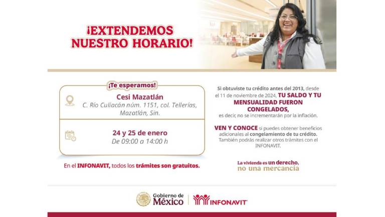 Servicios de atención que el Infonavit otorgará el próximo fin de semana.