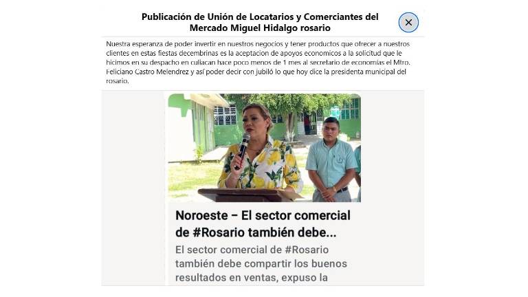 Comerciantes de Rosario rechazan declaraciones de la Alcaldesa.
