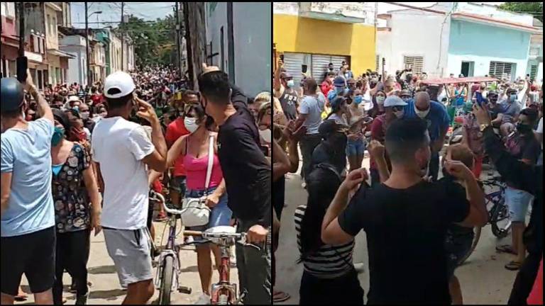 Ciudadanos cubanos salen a las calles a manifestarse.