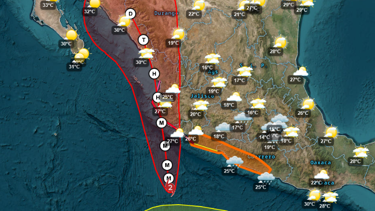 Trayectoria prevista del huracán Simon durante este viernes.