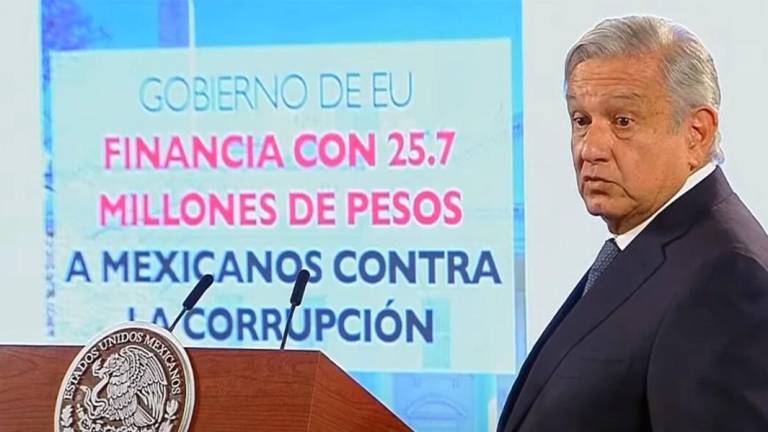 El Presidente López Obrador muestra el financiamiento que el Gobierno de Estados Unidos otorga a Mexicanos Contra la Corrupción.