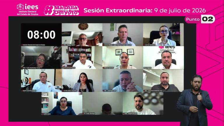 Sesión del Instituto Electoral del Estado de Sinaloa sobre financiamiento a partidos políticos.