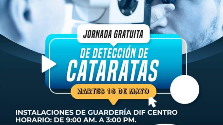 La jornada gratuita de detección de cataratas se llevará a cabo el 16 de mayo en Escuinapa.
