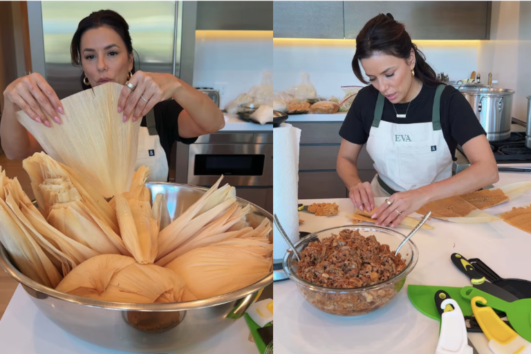 Muestra Eva Longoria su pasión por la comida mexicana, preparando tamales