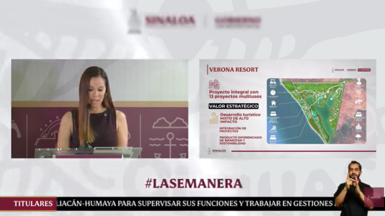 La Secretaria de Turismo en Sinaloa, Mireya Sosa Osuna, anuncia una inversión turística para Mazatlán.