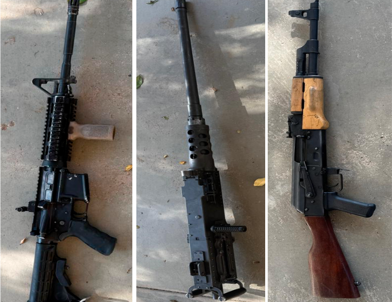 $!Tras sobrevuelos en Badiraguato, incautan arsenal y vehículo con blindaje artesanal