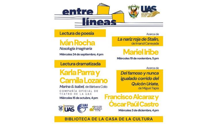 Durante seis meses, Editorial UAS presentará mensualmente a un autor para discutir una novela, un cuento, una poesía y establecer un canal de diálogo con los lectores.