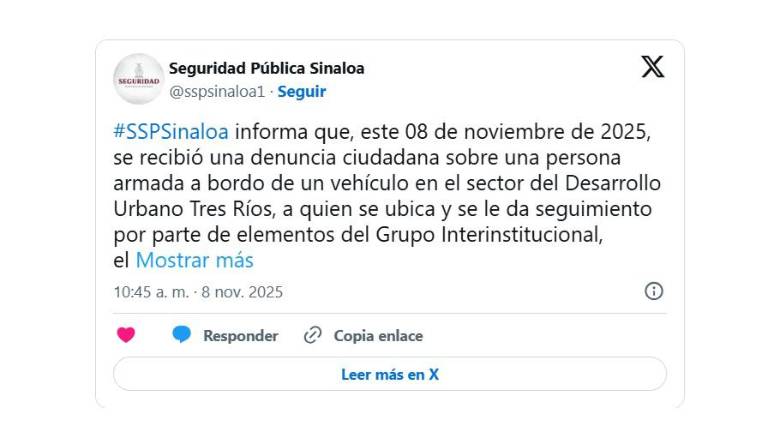La Secretaría de Seguridad Pública Estatal confirmó la detención del civil armado.