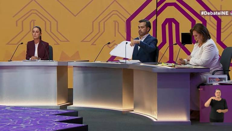 Claudia Sheinbaum, Jorge Álvarez Máynez y Xochitl Gálvez son los protagonistas del primer debate presidencial.