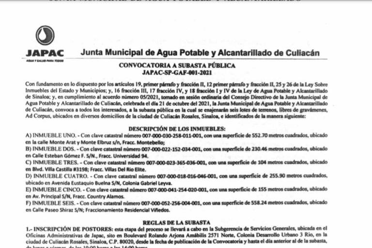 Lanza Japac subasta de inmuebles en sectores exclusivos, como Country Álamos y Montebello