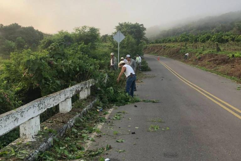 Vecinos de Cacalotán se encargan de limpiar tramo de carretera estatal