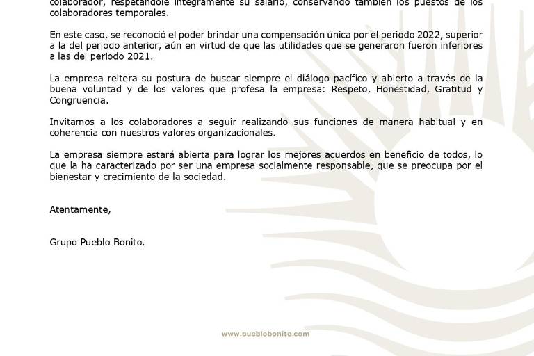 ‘La empresa siempre estará abierta para lograr los mejores acuerdos en beneficio de todos’, expresa Grupo Pueblo Bonito