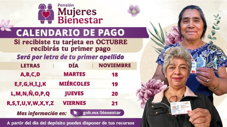 El Gobierno de México anuncia la dispersión de los apoyos de la Pensión Mujeres Bieenstar.