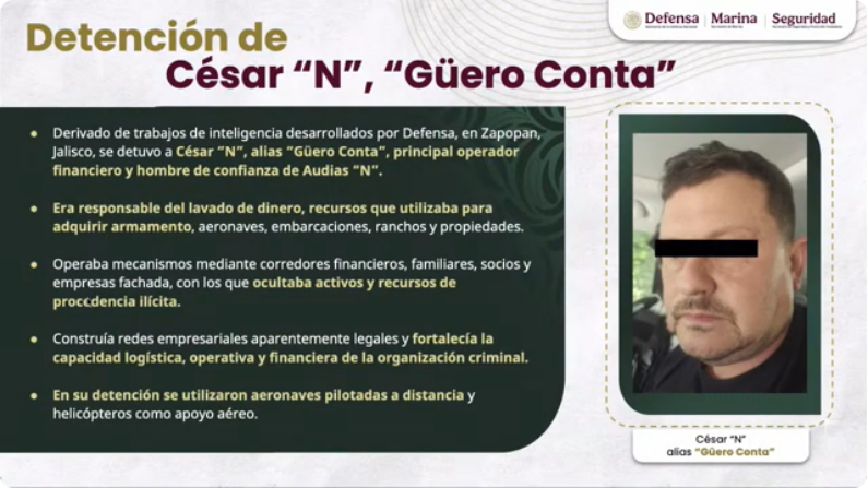 $!Captura de ‘El Jardinero’ desestabiliza estructura del CJNG, afirman Marina y SSPC