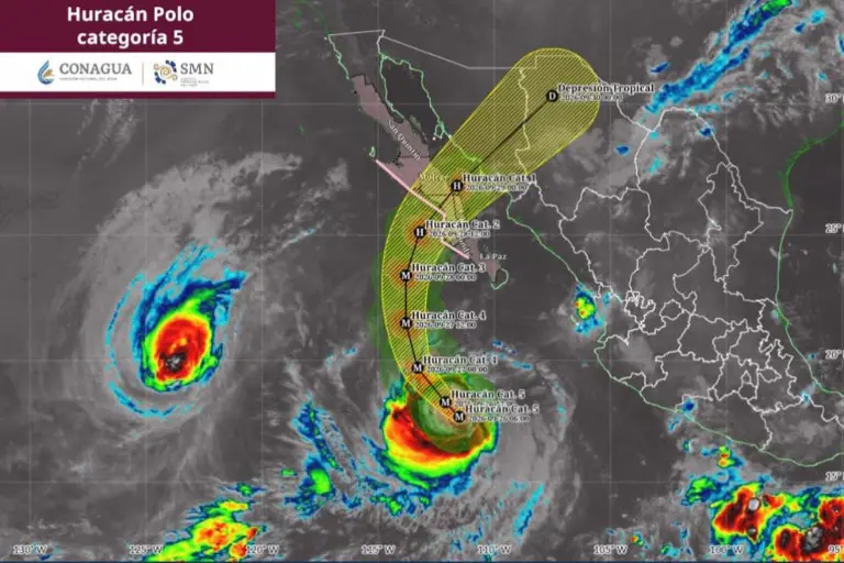 El huracán Polo continúa como un sistema de gran intensidad frente a las costas de Baja California Sur.