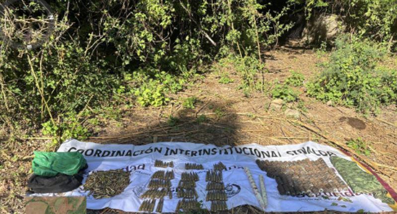 $!Marina asegura explosivos y más de mil cartuchos en operativo en Elota