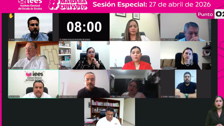 Sesión especial virtual del IEES en el que se revisó las denuncias del PAN y MC contra Imelda Castro Castro.