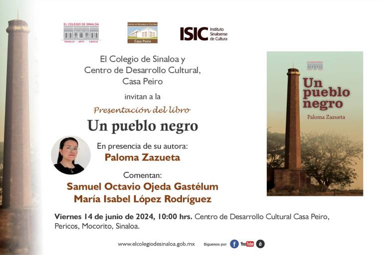Presentará El Colegio de Sinaloa ‘Un pueblo negro’ de Paloma Zazueta