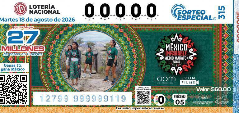 Con billete de su Sorteo Especial, Lotería Nacional reconoce a las corredoras de México Imparable